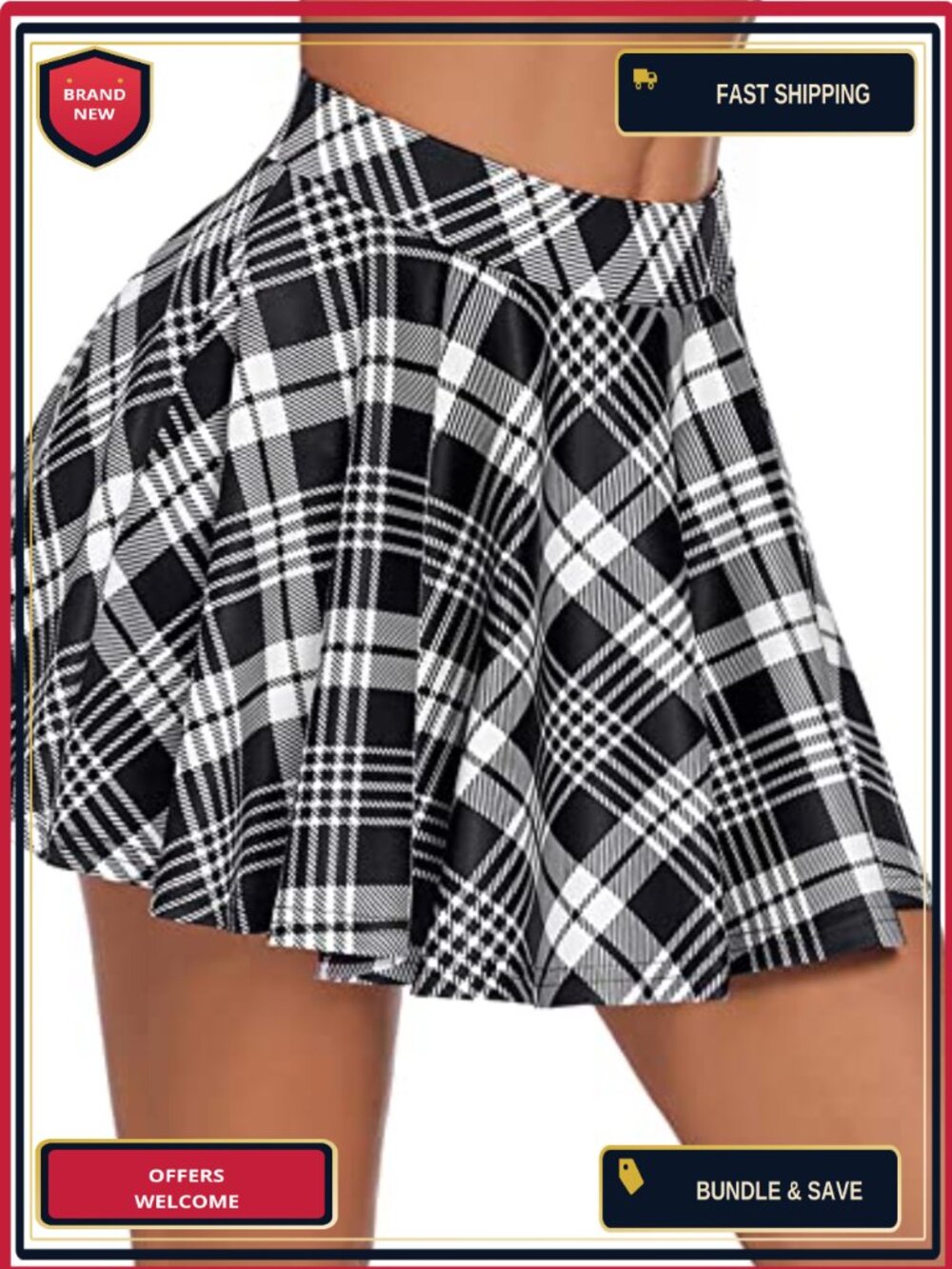 Pleated Mini Skirt Polyester Spandex A-Line Ruffle Rave Costume